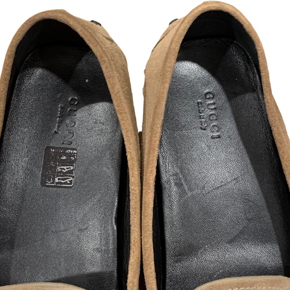 Gucci Sachalian Sport Khaki Suede Driving Loafers‎ 7.5 Men’s - Picture 4 of 16